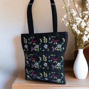 Liz Claiborne Black Beaded Embroidered Mini Tote – Small & Chic